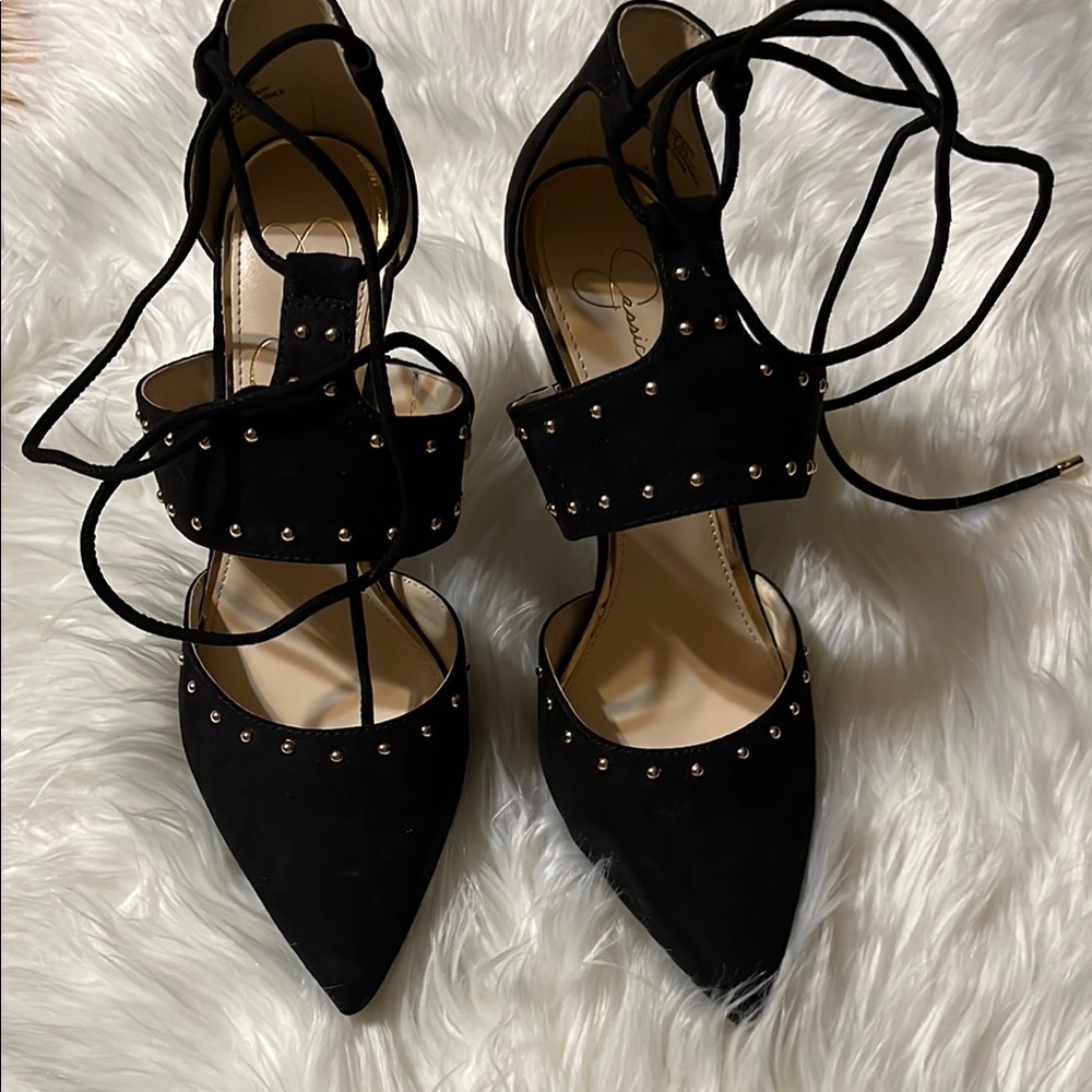 Jessica Simpson Wevire Black Microsuede Heels Size 9 NWOT